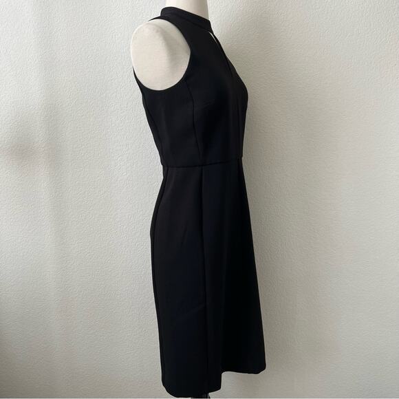 LOFT Black Mock Neck Keyhole Cutout Sleeveless Sheath Panel Dress - Picture 2 of 7